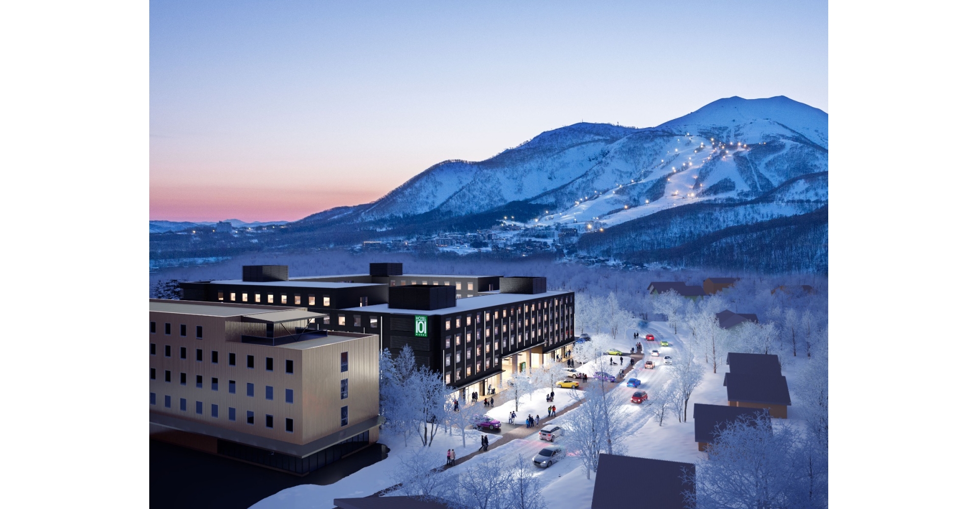 H101-Niseko Hotel Facade (Winter, Night) - Majella