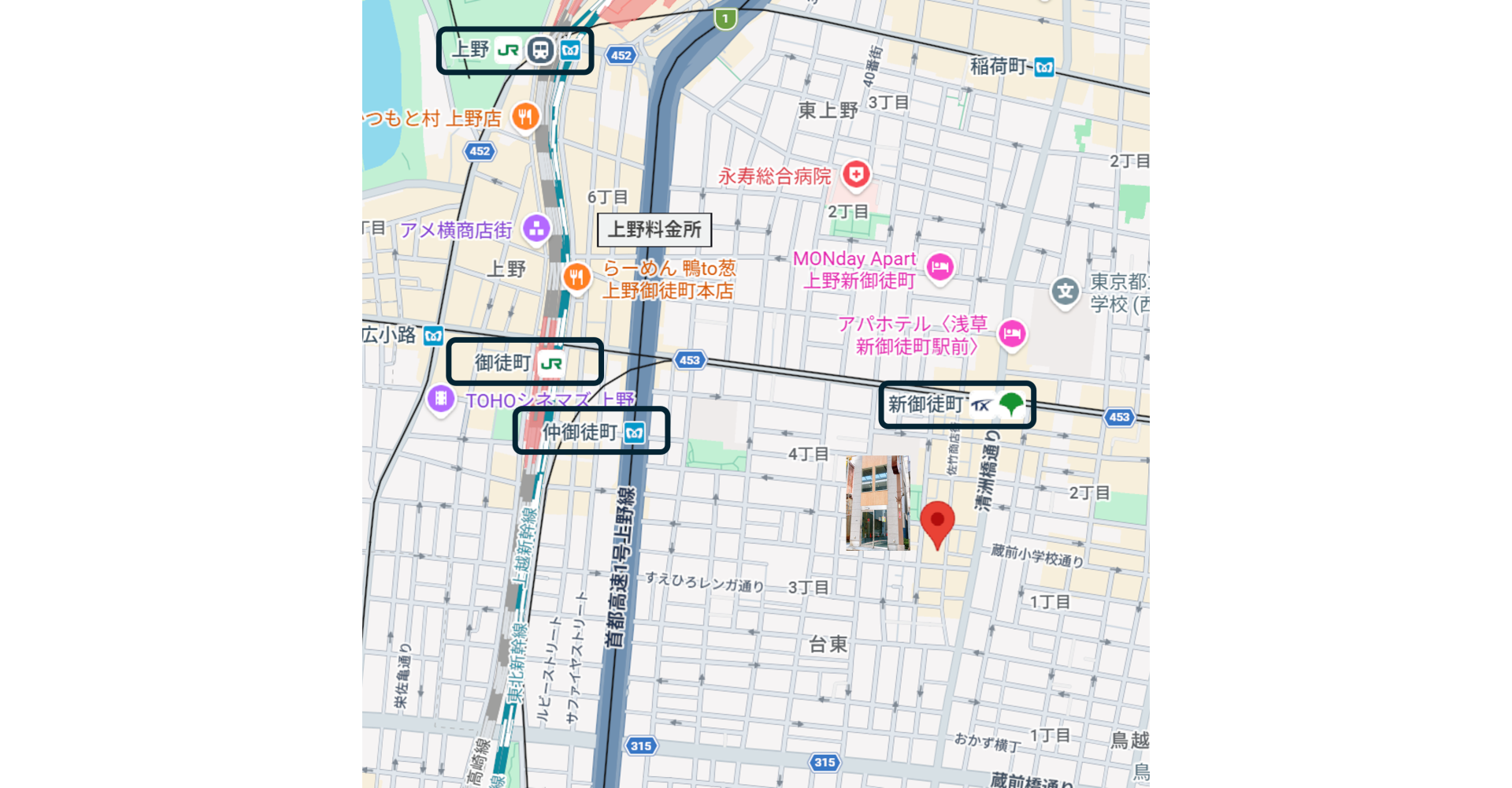 新御徒町-地圖(社交媒體) - 陳明駿