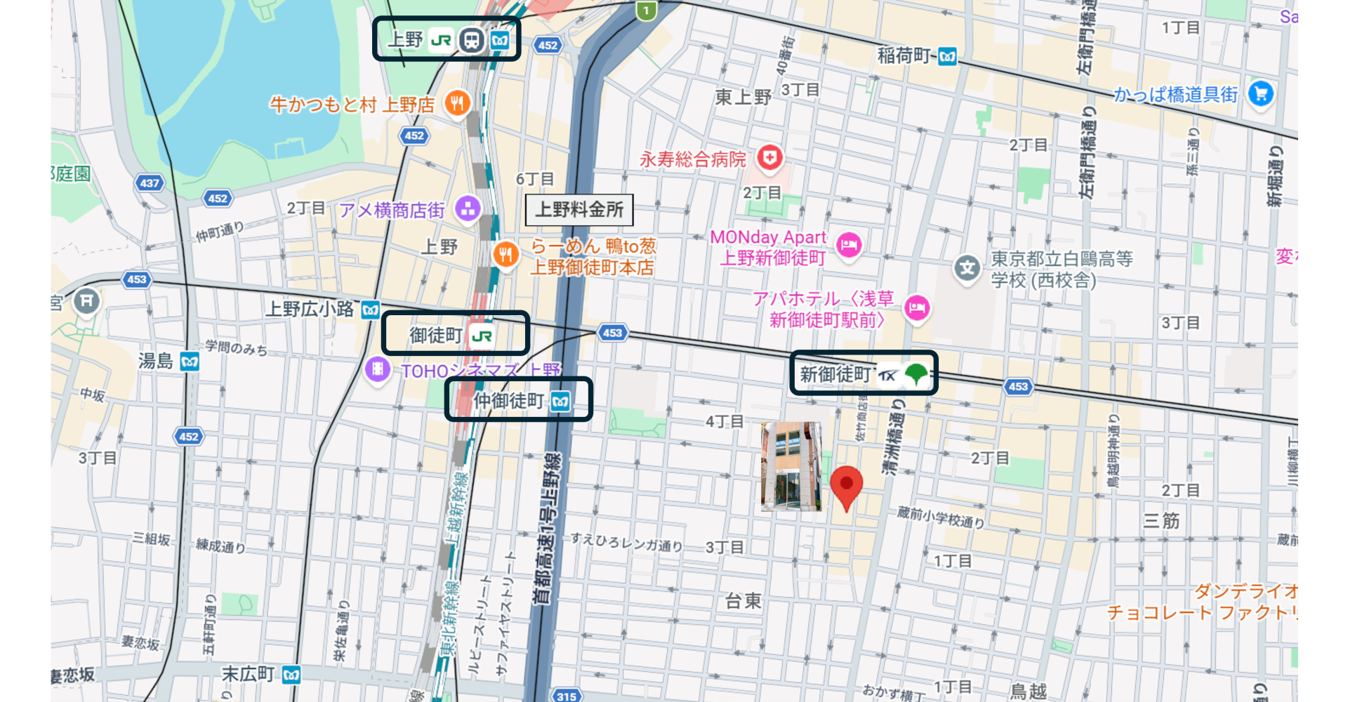 新御徒町-地圖(橫幅) - 陳明駿