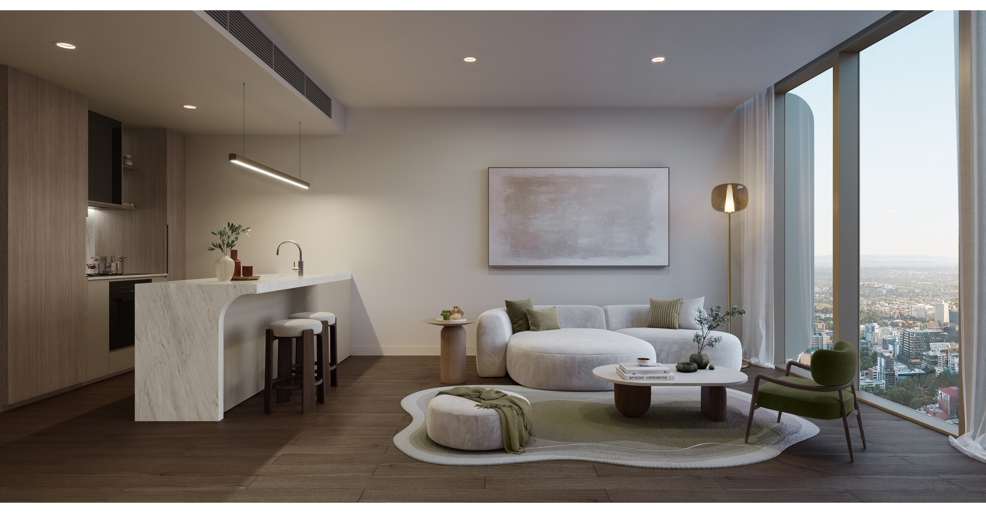 SIME11768_380 Queen St_IS01_1 Bed Apt B01.1_Kitchen & Living - X Peng