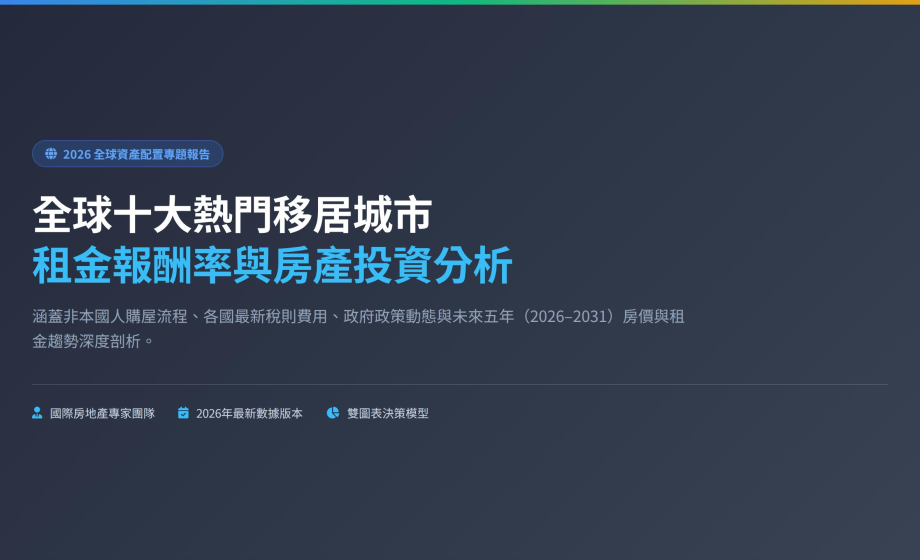 全球十大熱門移居城市租金報酬率與房產投資分析